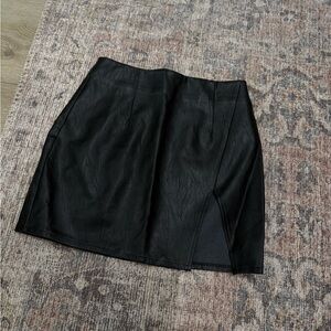 Superdown Black Leather Mini Skirt